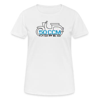 Moped Schwalbe 50 cc Emblem v.2 - Women's Breathable T-Shirt - white - Front - AI Model Female 172 dark (172cm)