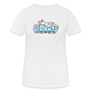 50ccm Moped Spatz Emblem v.2 - Frauen T-Shirt atmungsaktiv - Weiß - Vorne - AI Model Female 172 dark (172cm)