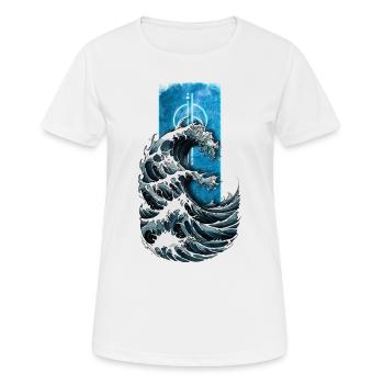 Ocean's Fury: Design der großen Meereswelle - Frauen T-Shirt atmungsaktiv - Weiß - Vorne - AI Model Female 172 dark (172cm)