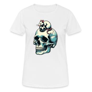 Skull mit lustiger Maus und Fussball - Frauen T-Shirt atmungsaktiv - Weiß - Vorne - AI Model Female 172 dark (172cm)