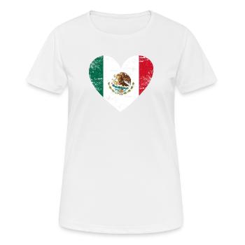 Mexico Grunge Flaggenherz - Frauen T-Shirt atmungsaktiv - Weiß - Vorne - AI Model Female 172 dark (172cm)