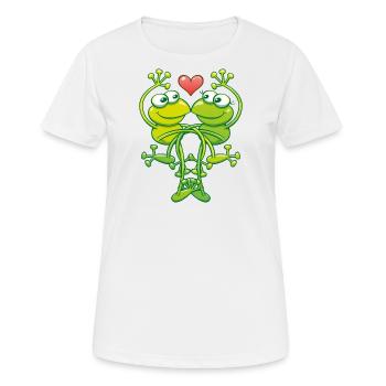 Grüne Frösche verlieben sich wahnsinnig - Frauen T-Shirt atmungsaktiv - Weiß - Vorne - AI Model Female 172 dark (172cm)