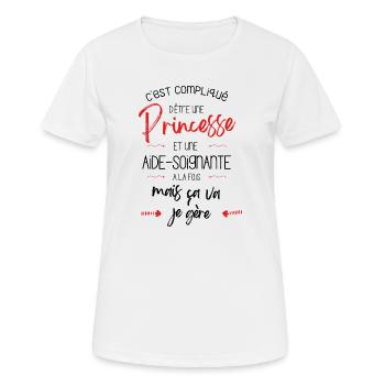 T-shirt Princesse Aide Soignante - cadeau drôle - T-shirt respirant Femme - blanc - Devant - AI Model Female 172 dark (172cm)