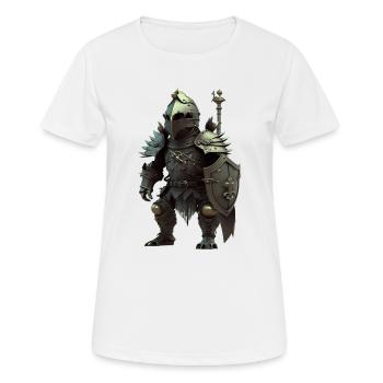 Igel in voller Montur als eine Ritterrüstung - Frauen T-Shirt atmungsaktiv - Weiß - Vorne - AI Model Female 172 dark (172cm)