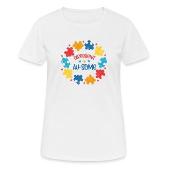 ANDERS IST AUTIST ASPERGER ADHS LIEBE SPRUCH MOTIV - Frauen T-Shirt atmungsaktiv - Weiß - Vorne - AI Model Female 172 dark (172cm)