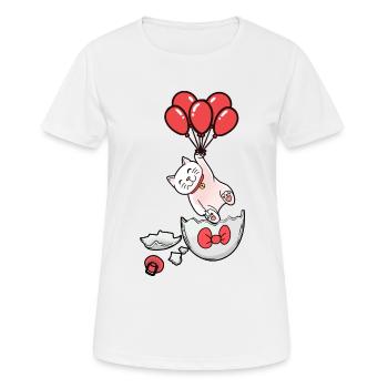 Naissance de chat bébé ballons coquille d’oeuf hatch - T-shirt respirant Femme - blanc - Devant - AI Model Female 172 dark (172cm)