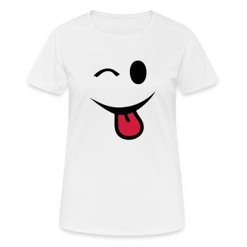 smiley clin oeil yeux langue1 - T-shirt respirant Femme - blanc - Devant - AI Model Female 172 dark (172cm)