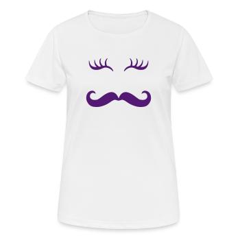 Moustache et cils - T-shirt respirant Femme - blanc - Devant - AI Model Female 172 dark (172cm)