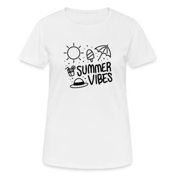 SUMMER BROADCAST HAT TRAVEL SUN UMBRELLA MOTIF - Women's Breathable T-Shirt - white - Front - AI Model Female 172 dark (172cm)