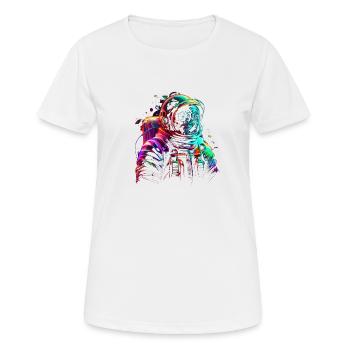 Outer Space Line Art Bunte Spaß Spaceman - Frauen T-Shirt atmungsaktiv - Weiß - Vorne - AI Model Female 172 dark (172cm)