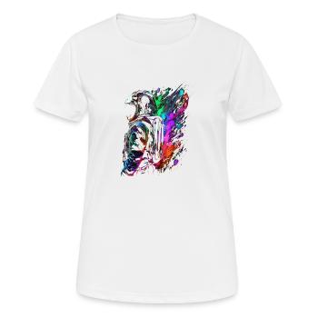 Outer Space Splash Art Bunte Spaß Spaceman - Frauen T-Shirt atmungsaktiv - Weiß - Vorne - AI Model Female 172 dark (172cm)