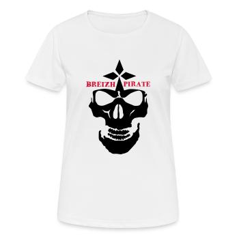 breizh pirate skull and crossbones ermine - Women's Breathable T-Shirt - white - Front - AI Model Female 172 dark (172cm)