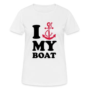 I love my boat - Frauen T-Shirt atmungsaktiv - Weiß - Vorne - AI Model Female 172 dark (172cm)