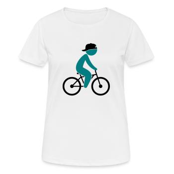Un cycliste monte sur son vélo - T-shirt respirant Femme - blanc - Devant - AI Model Female 172 dark (172cm)