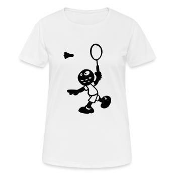 drawing cartoon comic sport badminton funny - Women's Breathable T-Shirt - white - Front - AI Model Female 172 dark (172cm)