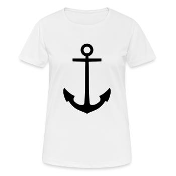anker - Frauen T-Shirt atmungsaktiv - Weiß - Vorne - AI Model Female 172 dark (172cm)