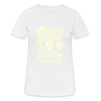 Man Flu Survivor Superhero Statement - Women's Breathable T-Shirt - white - Front - AI Model Female 172 dark (172cm)
