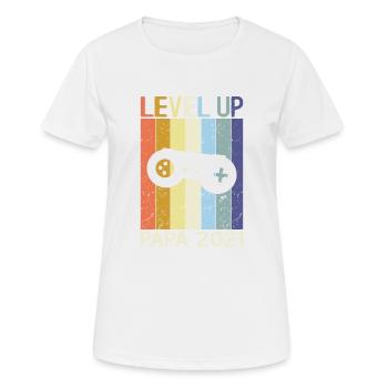 Level Up Dad in 2021 Personalized Humor Gift - Women's Breathable T-Shirt - white - Front - AI Model Female 172 dark (172cm)