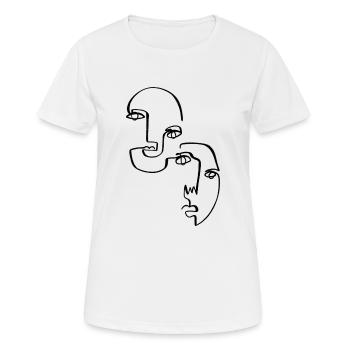Visages abstraits, Lineart - T-shirt respirant Femme - blanc - Devant - AI Model Female 172 dark (172cm)