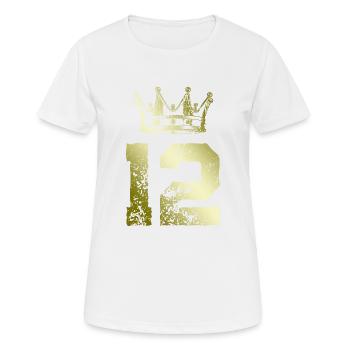 12 Zahl Krone - Frauen T-Shirt atmungsaktiv - Weiß - Vorne - AI Model Female 172 dark (172cm)