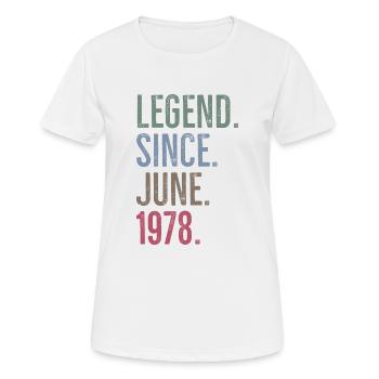 Legende seit Juni 1978 - Frauen T-Shirt atmungsaktiv - Weiß - Vorne - AI Model Female 172 dark (172cm)