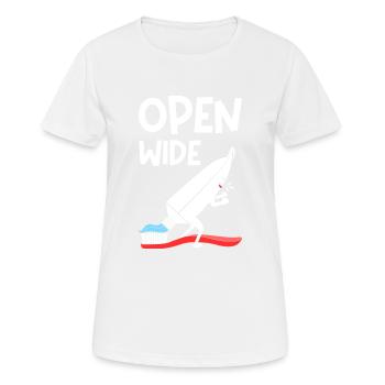 Ouvrir tout grand - T-shirt respirant Femme - blanc - Devant - AI Model Female 172 dark (172cm)