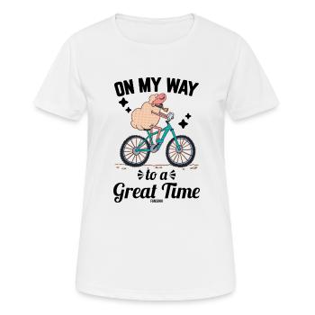Fahrradtour Schaf Lamm Kind Baby - Frauen T-Shirt atmungsaktiv - Weiß - Vorne - AI Model Female 172 dark (172cm)