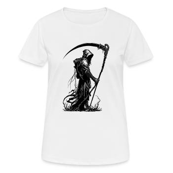 Sensenmann Tod Bestatter Halloween Kostüm Sense - Frauen T-Shirt atmungsaktiv - Weiß - Vorne - AI Model Female 172 dark (172cm)