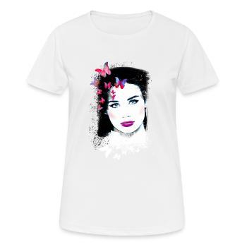 Femme, Yeux Verts,Papillons, Visage,Peinture - T-shirt respirant Femme - blanc - Devant - AI Model Female 172 dark (172cm)