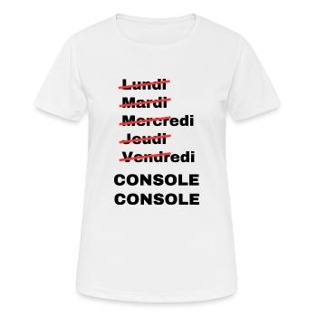 week-end console - T-shirt respirant Femme - blanc - Devant - AI Model Female 172 dark (172cm)