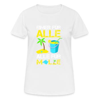 Lustiges EIMER FÜR ALLE, ALLE FÜR MALLORCA, Saufen - Frauen T-Shirt atmungsaktiv - Weiß - Vorne - AI Model Female 172 dark (172cm)