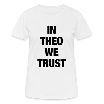 Theo - Frauen T-Shirt atmungsaktiv - Weiß - Vorne - AI Model Female 172 dark (172cm)