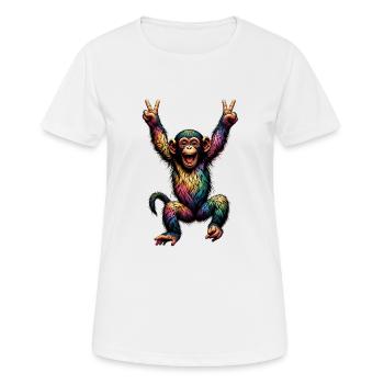 Rainbow Monkey Drapeau arc-en-ciel Rainbowcore - T-shirt respirant Femme - blanc - Devant - AI Model Female 172 dark (172cm)