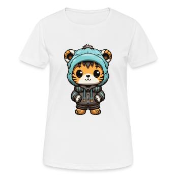 Tiger Winter Animal Cute Comic - Women's Breathable T-Shirt - white - Front - AI Model Female 172 dark (172cm)