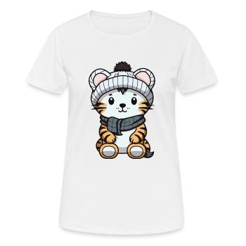 Tiger Winter Animal Cute Comic - Women's Breathable T-Shirt - white - Front - AI Model Female 172 dark (172cm)