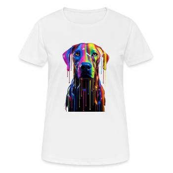 Chien arc-en-ciel - T-shirt respirant Femme - blanc - Devant - AI Model Female 172 dark (172cm)