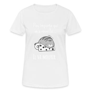 peu Importe qui m’a réveillé -réveil difficile - T-shirt respirant Femme - blanc - Devant - AI Model Female 172 dark (172cm)