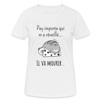 peu Importe qui m’a réveillé -réveil difficile - T-shirt respirant Femme - blanc - Devant - AI Model Female 172 dark (172cm)