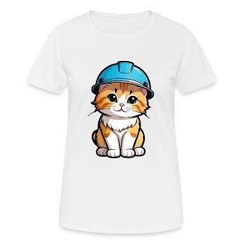 Kätzchen mit Schutzhelm - Frauen T-Shirt atmungsaktiv - Weiß - Vorne - AI Model Female 172 dark (172cm)