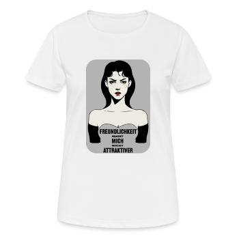 Schönheit mit Biss: Freundlichkeit macht attraktiv - Frauen T-Shirt atmungsaktiv - Weiß - Vorne - AI Model Female 172 dark (172cm)