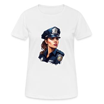 Polizei / Einsatz / Beruf / Job / Einsatzkräfte - Frauen T-Shirt atmungsaktiv - Weiß - Vorne - AI Model Female 172 dark (172cm)
