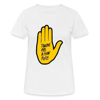 Meinen Kumpel nicht anfassen - Frauen T-Shirt atmungsaktiv - Weiß - Vorne - AI Model Female 172 dark (172cm)