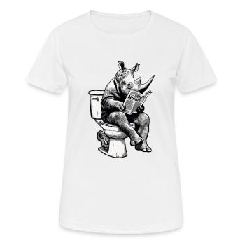 Nashorn auf Toilette - Frauen T-Shirt atmungsaktiv - Weiß - Vorne - AI Model Female 172 dark (172cm)
