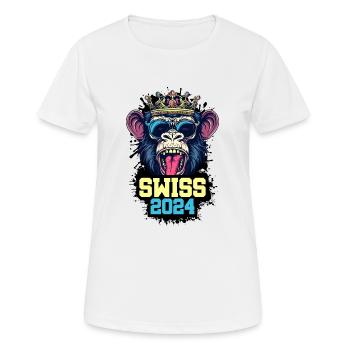 Suisse 2024 Monkey Swiss - T-shirt respirant Femme - blanc - Devant - AI Model Female 172 dark (172cm)