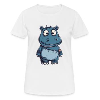 Nilpferd Halloween Lustig Zombie - Frauen T-Shirt atmungsaktiv - Weiß - Vorne - AI Model Female 172 dark (172cm)