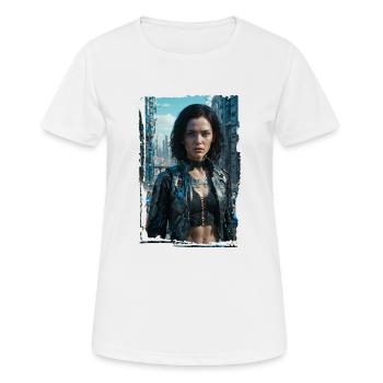 Portrait of a sci-fi cyberpunk girl - Women's Breathable T-Shirt - white - Front - AI Model Female 172 dark (172cm)