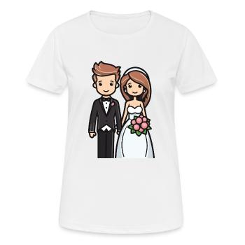 Mariée, Marié, Jeunes mariés, Mariage - T-shirt respirant Femme - blanc - Devant - AI Model Female 172 dark (172cm)