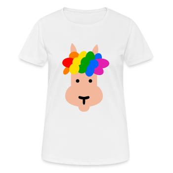 Lama mit Regenbogen Frisur - Frauen T-Shirt atmungsaktiv - Weiß - Vorne - AI Model Female 172 dark (172cm)