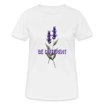 BE DIFFERENT – Lavender Flower Love Affirmations - Women's Breathable T-Shirt - white - Front - AI Model Female 172 dark (172cm)