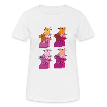 katzen treffen muster - Frauen T-Shirt atmungsaktiv - Weiß - Vorne - AI Model Female 172 dark (172cm)